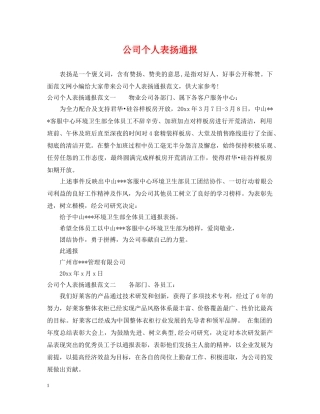 公司个人表扬通报
