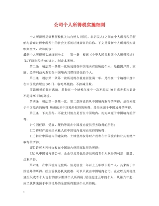公司个人所得税实施细则