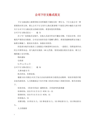 公司下行文格式范文