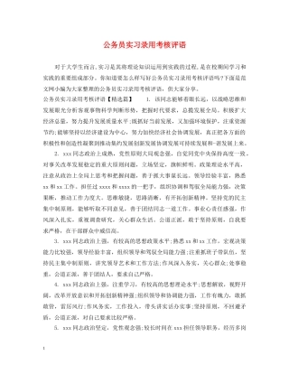 公务员实习录用考核评语