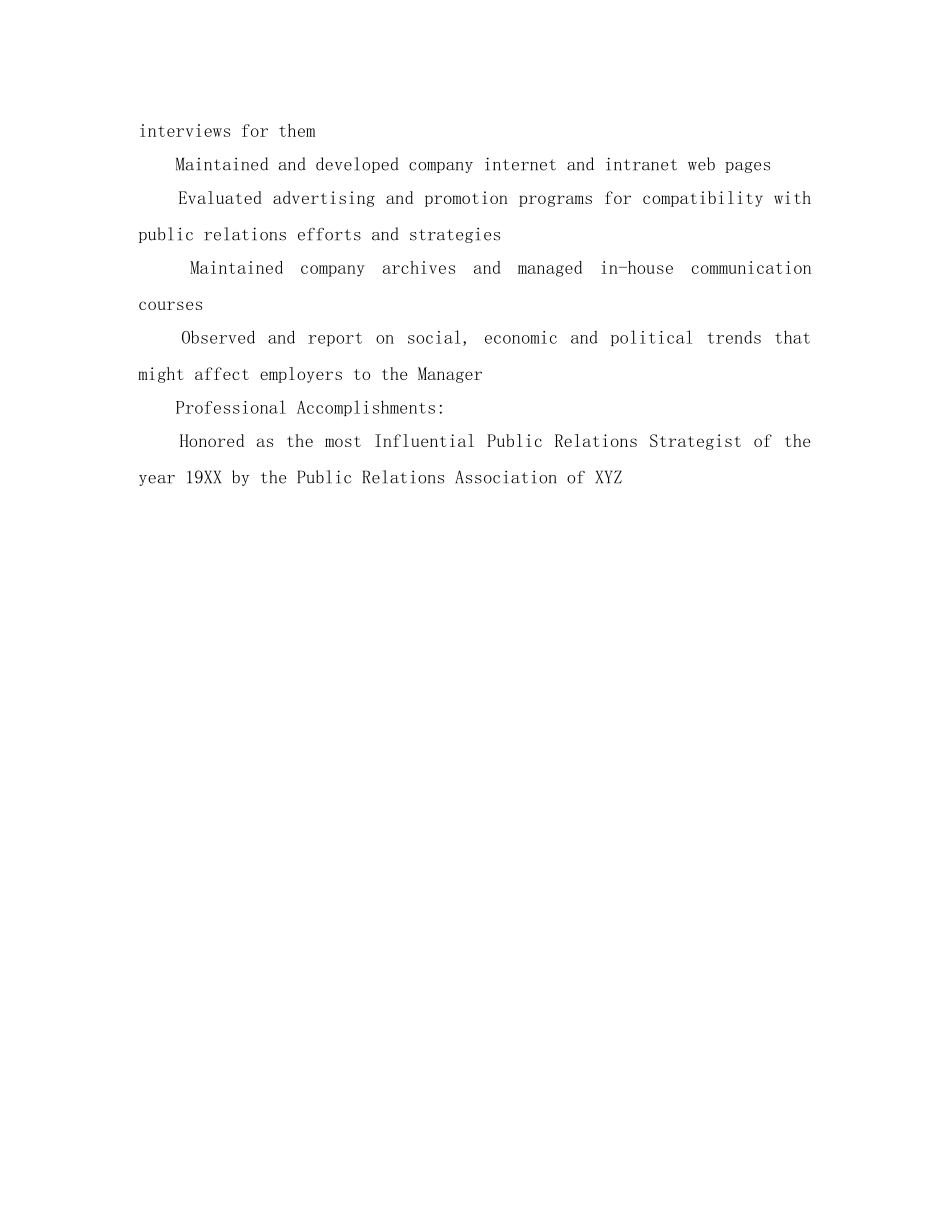 公关经理岗位英文简历模板_第3页