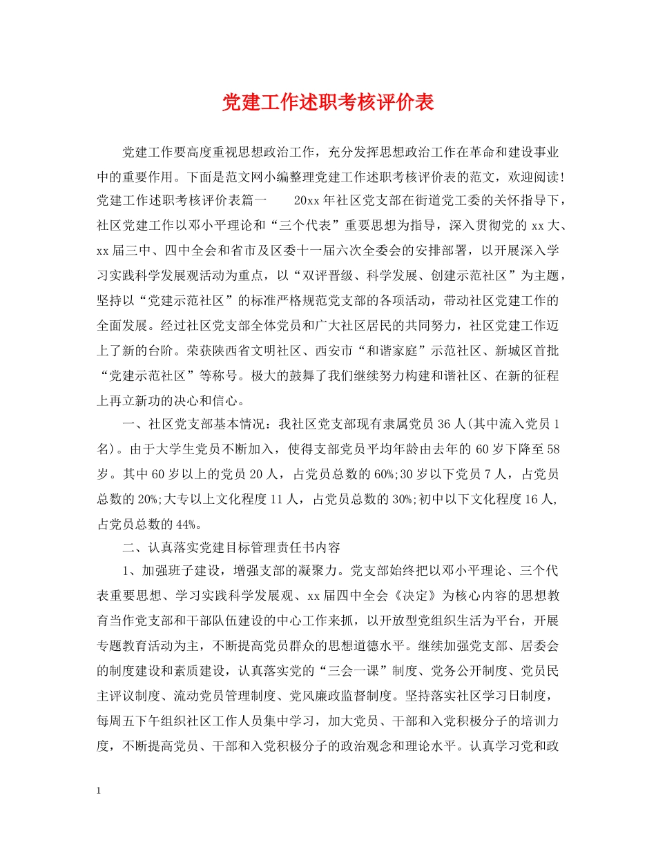 党建工作述职考核评价表_第1页