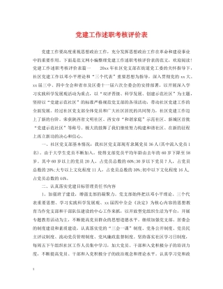 党建工作述职考核评价表