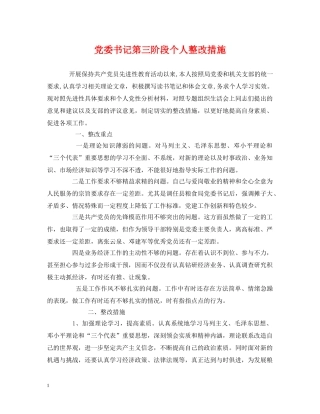 党委书记第三阶段个人整改措施