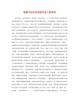 党委书记在首次团代会上的讲话