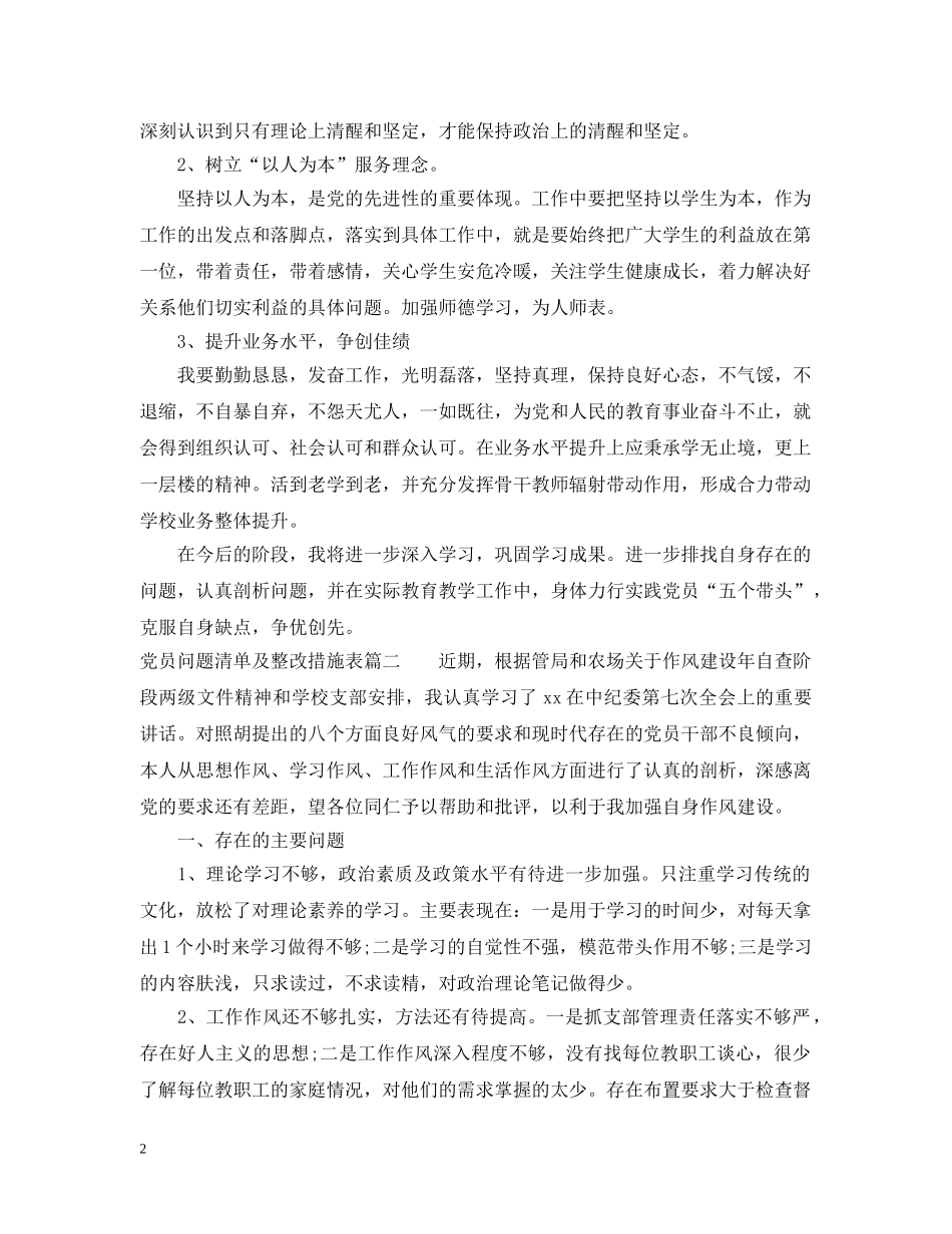 党员问题清单及整改措施表_第2页