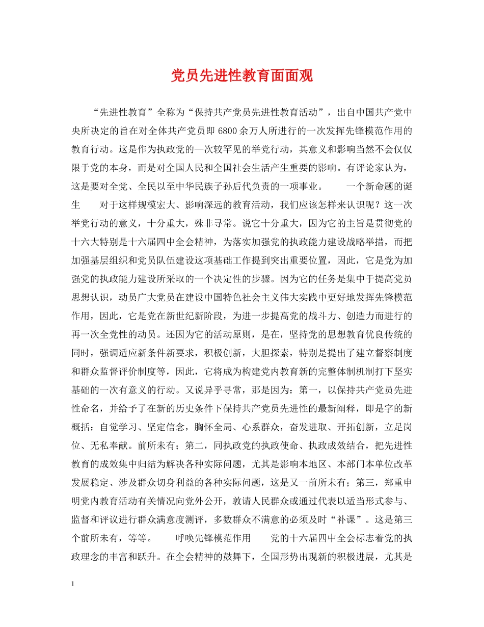 党员先进性教育面面观_第1页