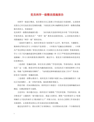 党员两学一做整改措施报告