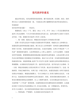 党代表评价意见