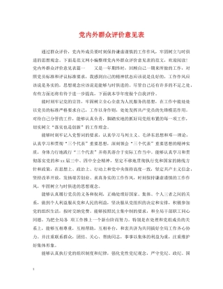 党内外群众评价意见表