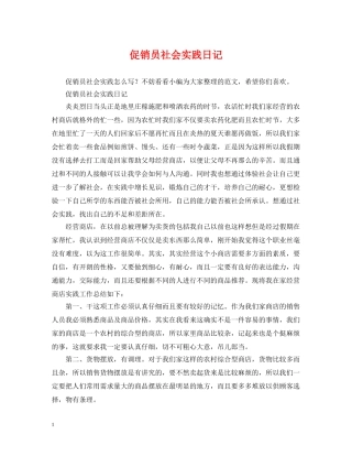 促销员社会实践日记