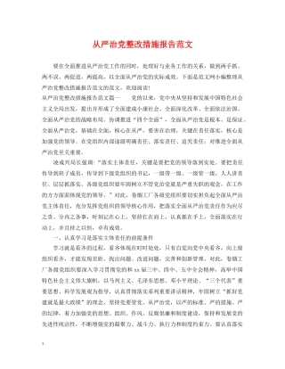 从严治党整改措施报告范文