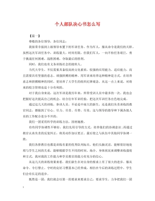 个人部队决心书怎么写