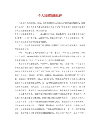 个人违纪通报批评