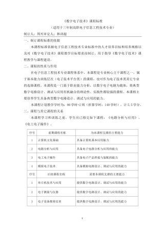 电子教案《数字电子技术》(邱寄帆)教学资源 数字电子课程标准