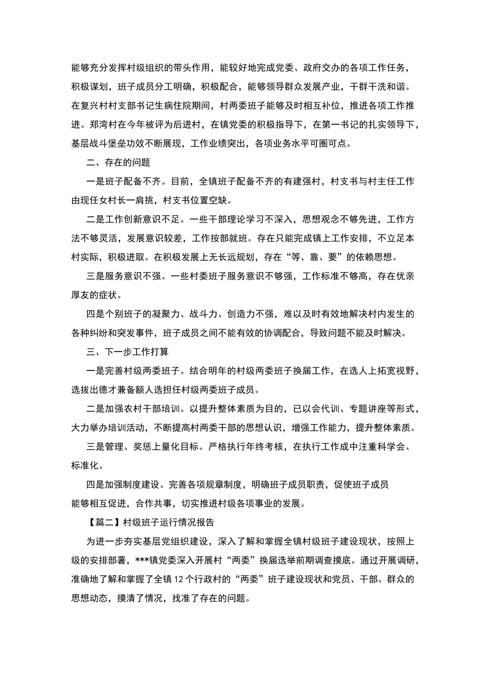 村级班子运行情况报告_第2页