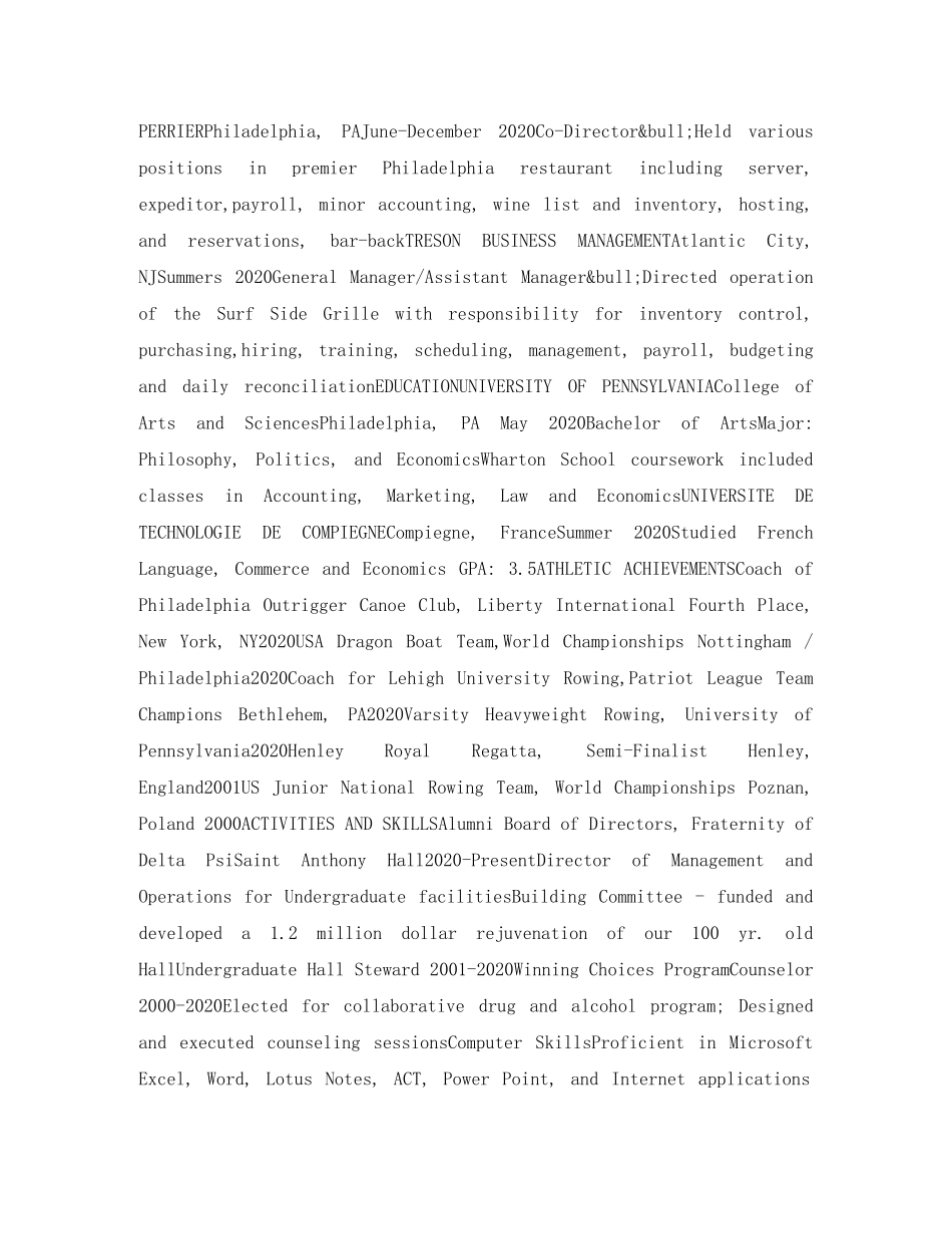 行政文秘岗英文简历模板 _第2页