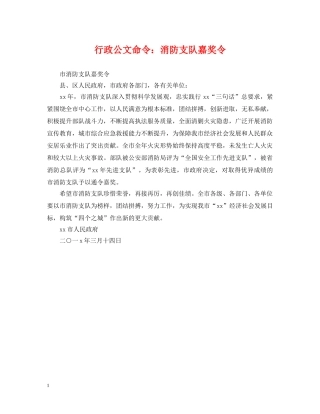 行政公文命令：消防支队嘉奖令 