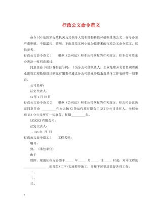 行政公文命令范文2 