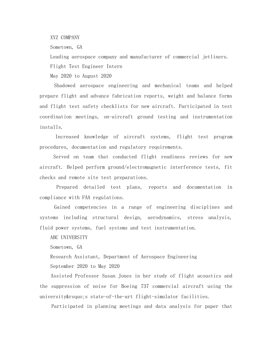 航天工程师英文简历模板 _第2页