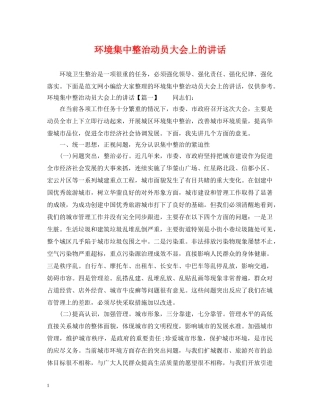 环境集中整治动员大会上的讲话 