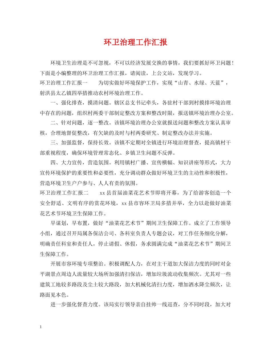 环卫治理工作汇报 _第1页