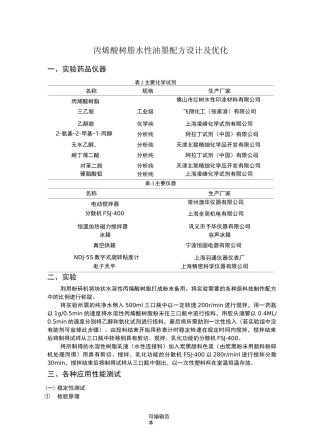 丙烯酸树脂水性油墨配方设计及优化