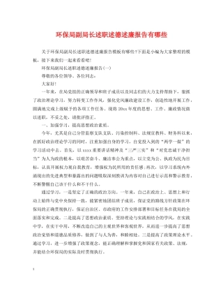 环保局副局长述职述德述廉报告有哪些 