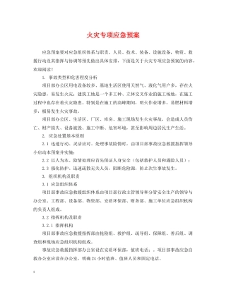 火灾专项应急预案 