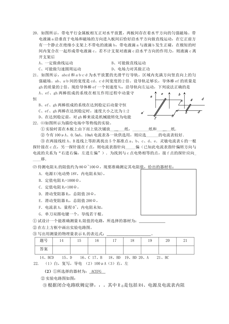 湖北省重点高中20高考物理冲刺训练4旧人教版 _第2页