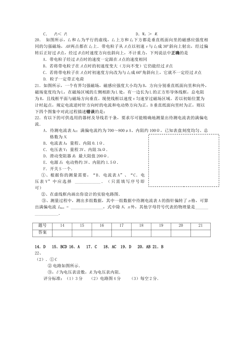 湖北省重点高中20高考物理冲刺训练1旧人教版 _第2页
