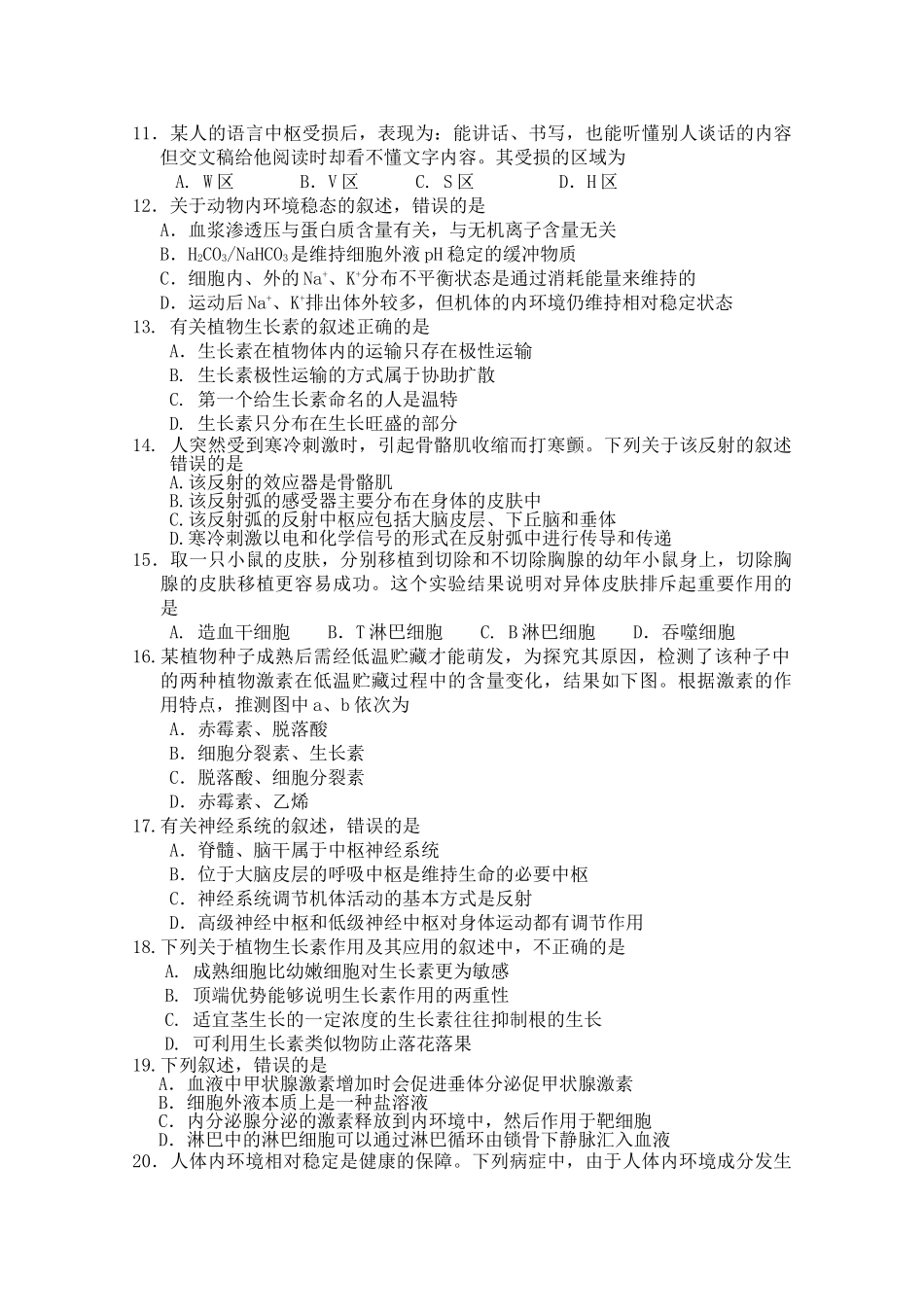 海南省海南1011高二生物上学期期中考试 理 苏教版会员独享 _第2页