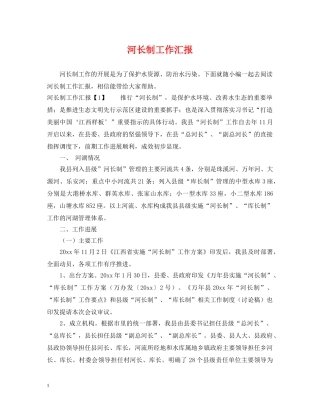 河长制工作汇报 
