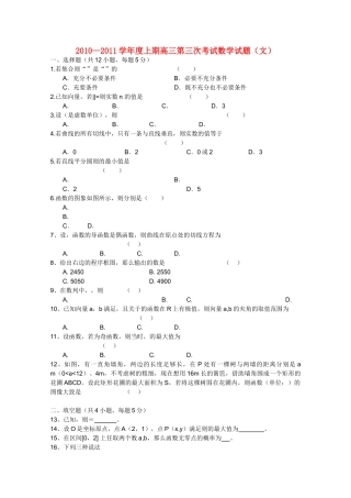 河南省鹤壁高中2011高三数学第三次考试 文 新人教A版会员独享 