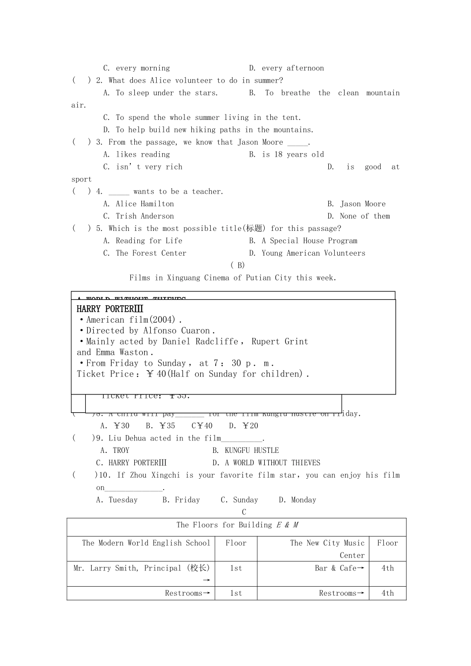 河南省许昌市分校2011学九级英语上学期期中考试无答案 _第3页