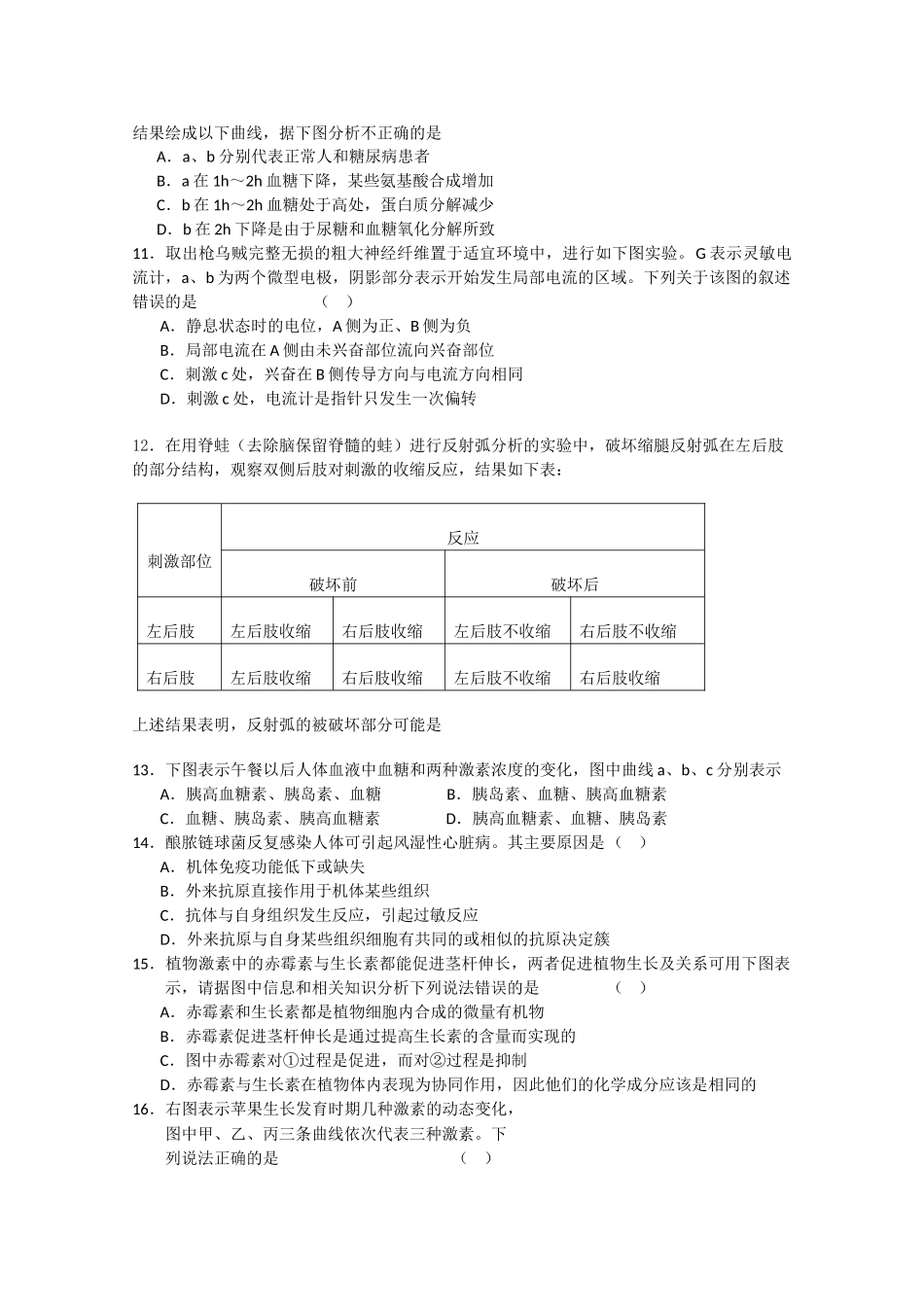 河南省信阳高中1011高二生物上学期期中考试会员独享 _第2页