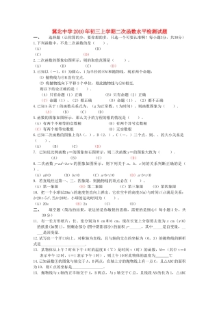 河北省冀北20九级数学上学期二次函数水平检测试题 北师大版 