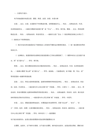 初中句子成分的划分及练习