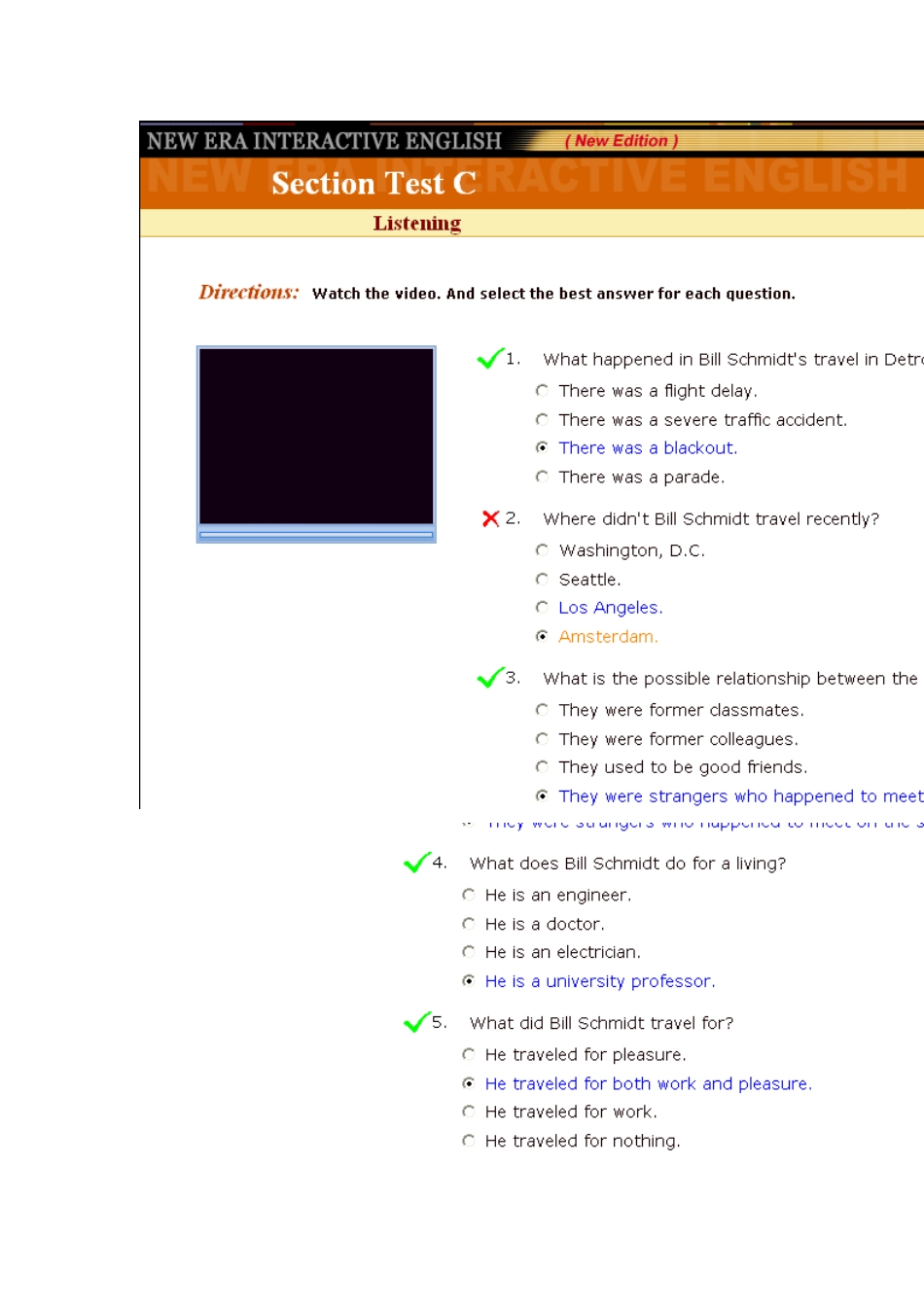 新时代交互英语视听说1级答案test c &测试三高清截图_第3页