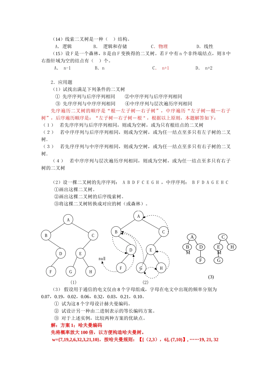 数据结构二叉树习题含答案_第2页