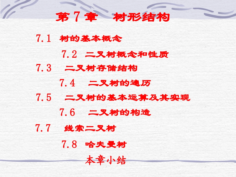 数据结构C语言版  第7章  树形结构_第1页