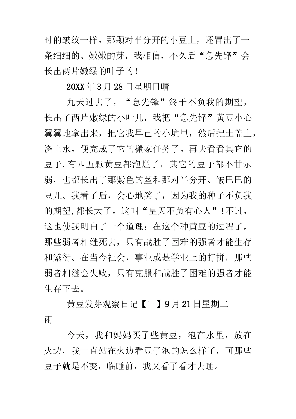 黄豆发芽观察日记三天_第3页