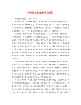 挥洒汗水创建和谐(交警) 