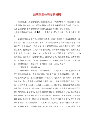 挂职副县长表态演说稿 