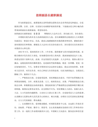 挂职副县长就职演说 