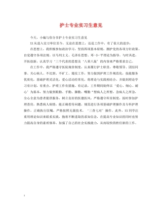 护士专业实习生意见 
