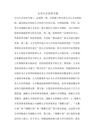 公司人才培养方案