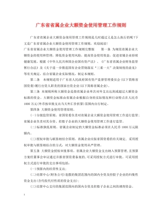 广东省省属企业大额资金使用管理工作规则 