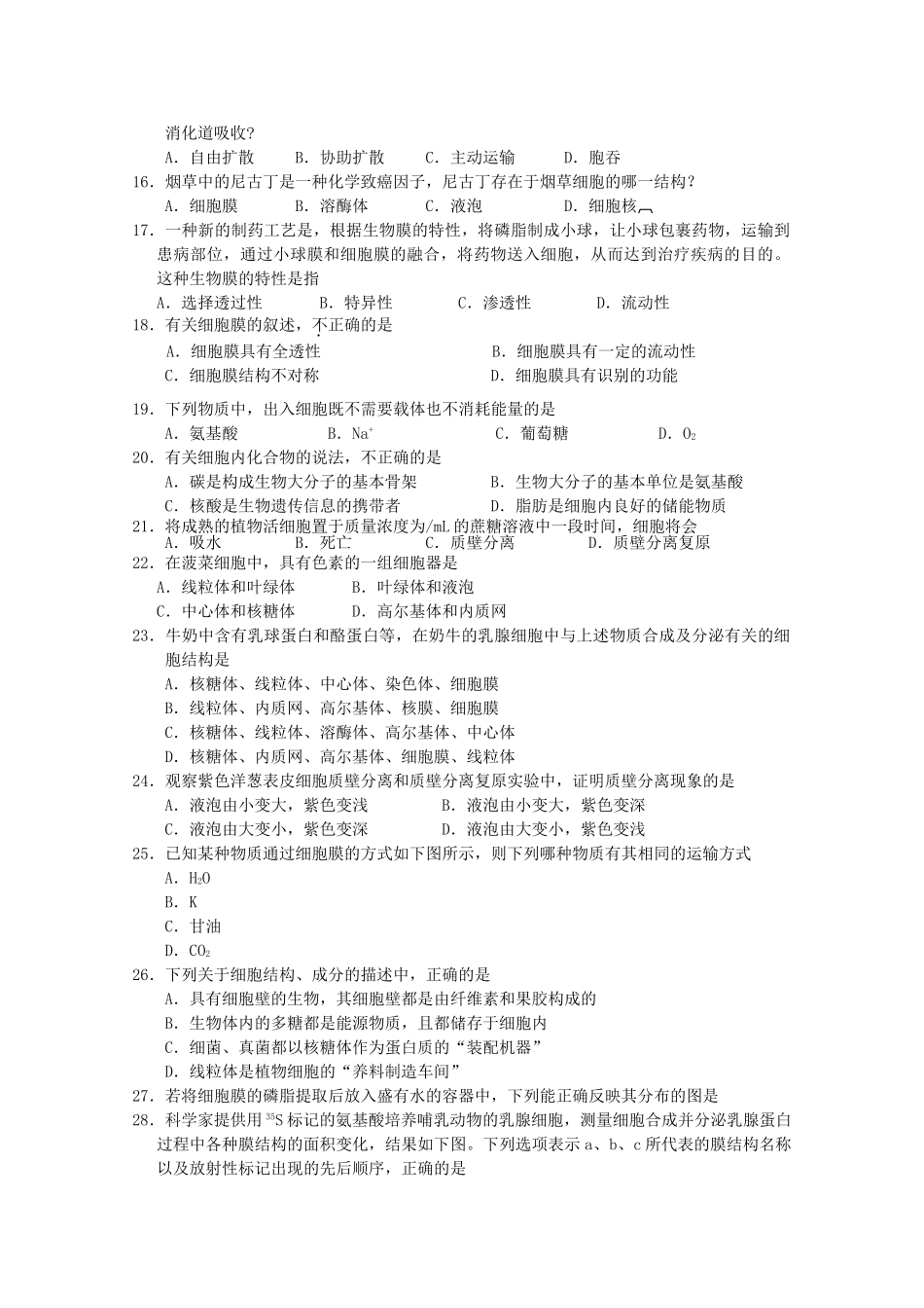 广东省汕头金山1011高一生物上学期期中考试新人教版会员独享 _第2页