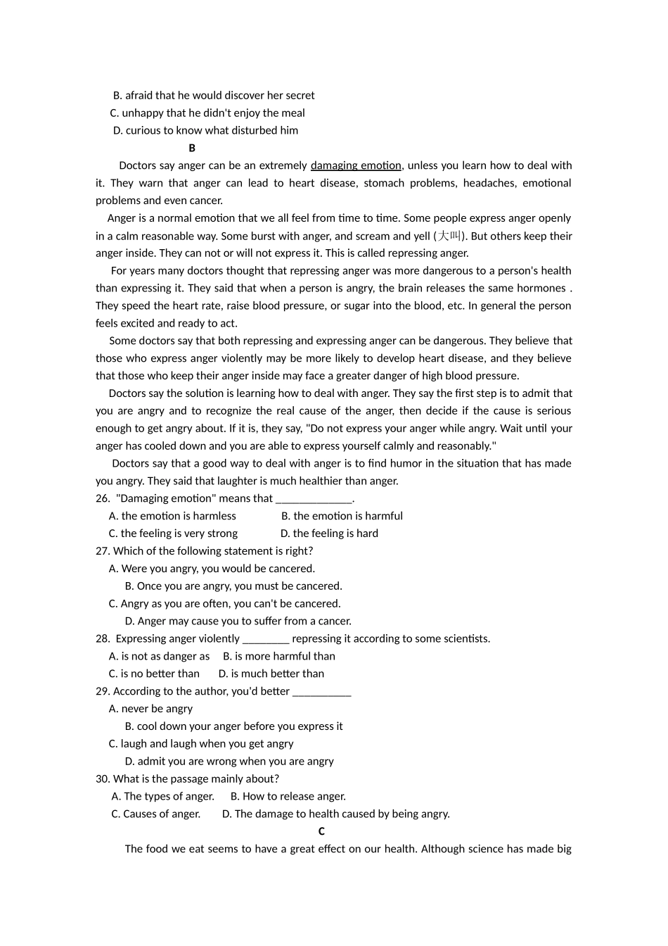 广东省广州东莞五校1011高二英语上学期期中联考新人教版 _第3页